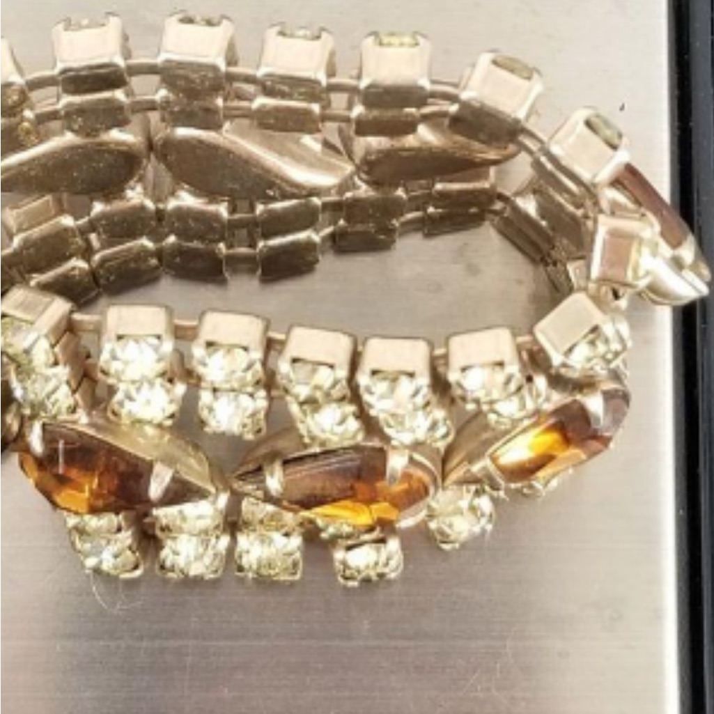 Vintage Rhinestone And Glass Bracelet